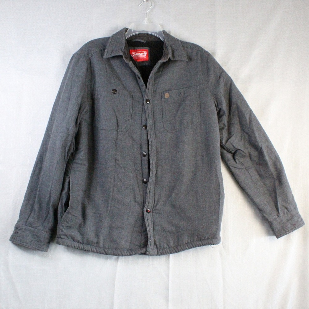 Coleman Men Small Gray Sherpa Lined Flannel Shirt Jacket Gorpcore Workwear S